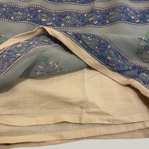 Free People M Janpath Romper | Boho Bell Sleeve, Fall Floral, Blue Beige - Picture 7 of 7